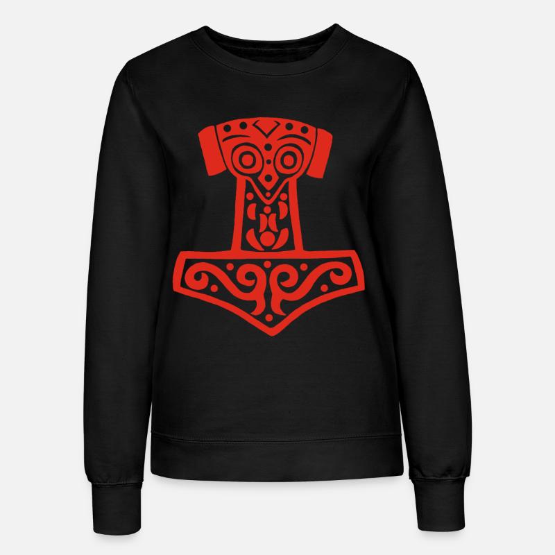Thors Hammer (Rot) - Frauen Sweatshirt - Schwarz