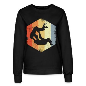 Vintage Judo Kämpfer - Frauen Sweatshirt - Schwarz - Vorne - AI Model Female 172 light (172cm)