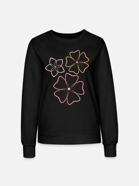 Fleurs roses et oranges - Sweat Femme - noir