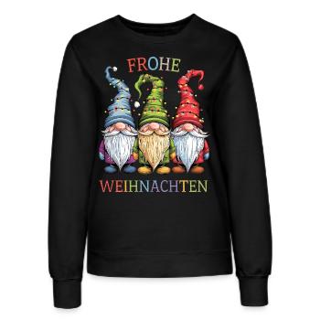 Gnom Frohe Weihnachten 3 Gnome Familie Wichtel - Frauen Sweatshirt - Schwarz - Vorne - AI Model Female 172 light (172cm)