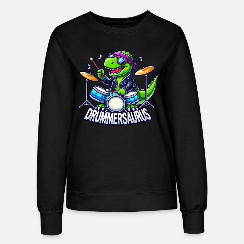 Schlagzeuger, Schlagzeug, Drummer, Drummersaurus - Women’s Sweatshirt - black