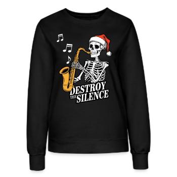 Saxophone squelette Destroy the Silence Musique - Sweat Femme - noir - Devant - AI Model Female 172 light (172cm)