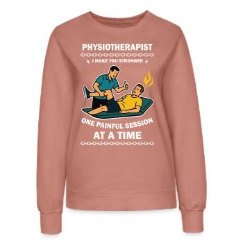 Physiotherapie mit Humor Patienten stärker machen - Frauen Sweatshirt - Altrosa - Vorne - AI Model Female 172 dark (172cm)