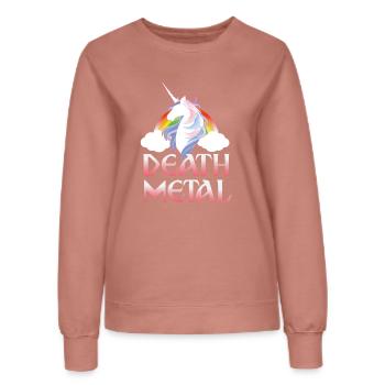 Death Metal - magical rainbow unicorn - Sweat Femme - rose poudré - Devant - AI Model Female 172 dark (172cm)