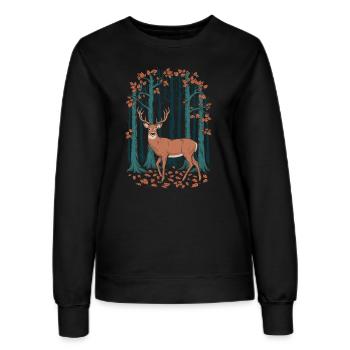 Majestätischer Hirsch im Herbst Cottagecore Wald - Frauen Sweatshirt - Schwarz - Vorne - AI Model Female 172 light (172cm)
