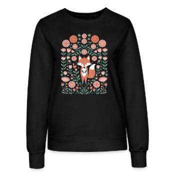 Cottagecore Fuchs im Blumenmeer - Frauen Sweatshirt - Schwarz - Vorne - AI Model Female 172 light (172cm)