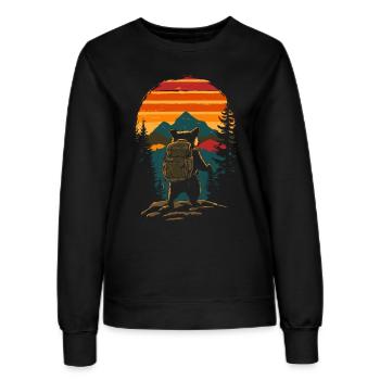 Waschbär Wandern Trekking - Frauen Sweatshirt - Schwarz - Vorne - AI Model Female 172 light (172cm)