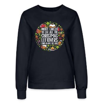 Weihnachten Lustiger Spruch Xmas Essen Humor - Frauen Sweatshirt - Navy - Vorne - AI Model Female 172 light (172cm)