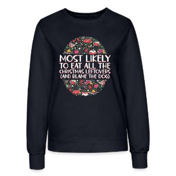 Weihnachten Lustiger Spruch Xmas Essen Humor - Frauen Sweatshirt - Navy - Vorne - AI Model Female 172 light (172cm)