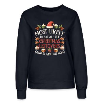 Weihnachten Lustiger Spruch Xmas Essen Humor - Frauen Sweatshirt - Navy - Vorne - AI Model Female 172 light (172cm)