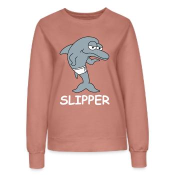 Slipper Dolphin In Swimming Trunks - Women’s Sweatshirt - dusky rose - Front - AI Model Female 172 dark (172cm)