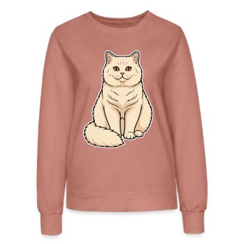 British Shorthair Cat Cream Portrait Round Soft - Women’s Sweatshirt - dusky rose - Front - AI Model Female 172 dark (172cm)