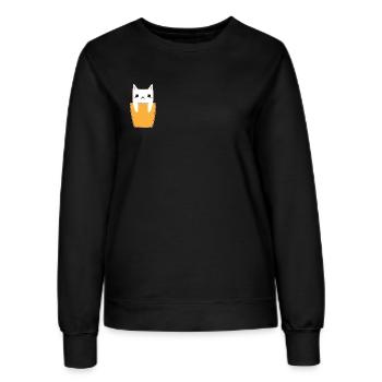 Chat dans la poche poitrine - Sweat Femme - noir - Devant - AI Model Female 172 light (172cm)