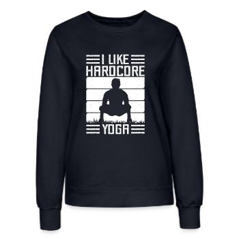 Pilates Enthusiasts I Like Hardcore Yoga Pilates - Women’s Sweatshirt - french navy - Front - AI Model Female 172 light (172cm)
