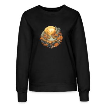 Herbstliche Landschaft - Frauen Sweatshirt - Schwarz - Vorne - AI Model Female 172 light (172cm)