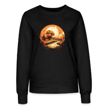 Herbstliche Landschaft - Frauen Sweatshirt - Schwarz - Vorne - AI Model Female 172 light (172cm)
