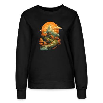Herbstliche Landschaft - Frauen Sweatshirt - Schwarz - Vorne - AI Model Female 172 light (172cm)