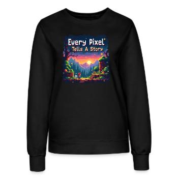 Every Pixel Tells a Story - Retro Gaming - Women’s Sweatshirt - black - Front - AI Model Female 172 light (172cm)