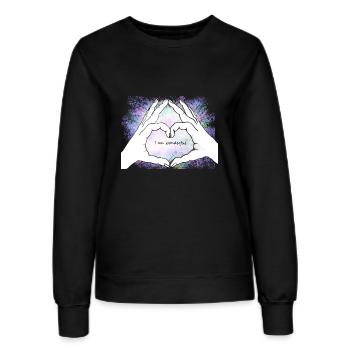 Hände formen ein Herz. I am wonderful - Frauen Sweatshirt - Schwarz - Vorne - AI Model Female 172 light (172cm)