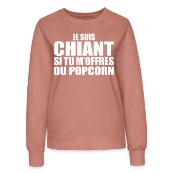 Mann, der es liebt: Popcorn. Lustiger Design-Humor - Frauen Sweatshirt - Altrosa - Vorne - AI Model Female 172 dark (172cm)