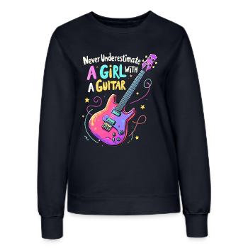 Fille avec la puissance de la guitare - Sweat Femme - marine - Devant - AI Model Female 172 light (172cm)