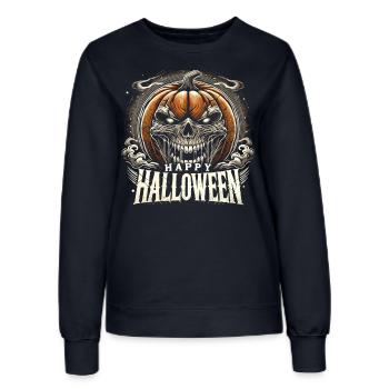 Sinister Pumpkin - Happy Halloween - Women’s Sweatshirt - french navy - Front - AI Model Female 172 light (172cm)