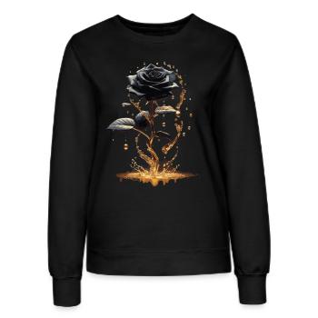 Schwarze Rose im Goldglanz - Frauen Sweatshirt - Schwarz - Vorne - AI Model Female 172 light (172cm)