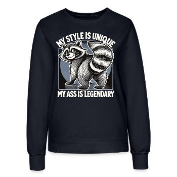 Raccoon Saying - My Style Is Unique - Women’s Sweatshirt - french navy - Front - AI Model Female 172 light (172cm)