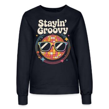 Colorful disco ball with sunglasses - Women’s Sweatshirt - french navy - Front - AI Model Female 172 light (172cm)
