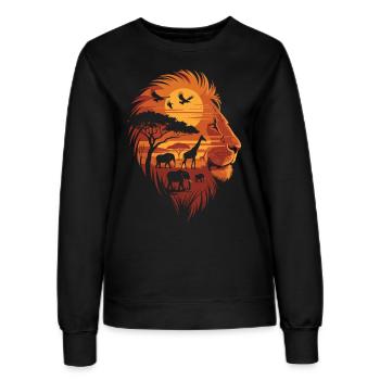 Savane à la Tête de Lion - Roi des Animaux - Sweat Femme - noir - Devant - AI Model Female 172 light (172cm)
