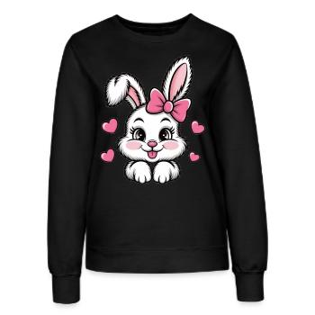 Süßer Hase mit Schleife und Herzen - Frauen Sweatshirt - Schwarz - Vorne - AI Model Female 172 light (172cm)