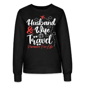 Couple Matching Husband And Wife Travel Partners - Women’s Sweatshirt - black - Front - AI Model Female 172 light (172cm)