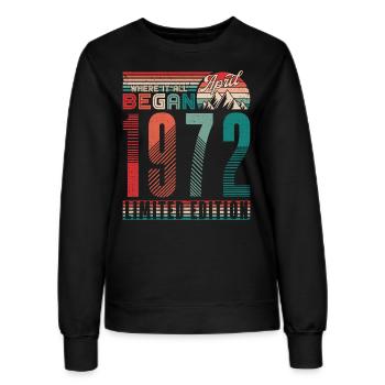 Anniversaire 1972 Vintage Avril Cadeau Rétro - Sweat Femme - noir - Devant - AI Model Female 172 light (172cm)