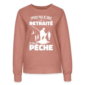 J'peux pas je suis retraité et j'ai pêche - Sweat Femme - rose poudré - Devant - AI Model Female 172 dark (172cm)