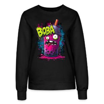 Boba Tea Monster im bunten Graffiti Street Style - Frauen Sweatshirt - Schwarz - Vorne - AI Model Female 172 light (172cm)