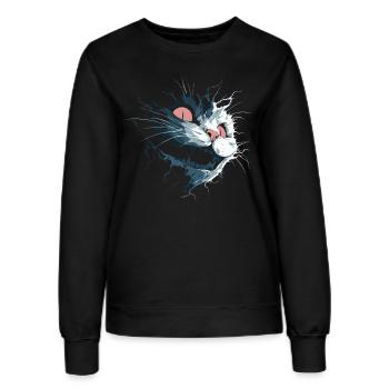 Zerrissene Grinsekatze – düsterer Albtraumblick - Frauen Sweatshirt - Schwarz - Vorne - AI Model Female 172 light (172cm)