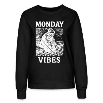 Monday Vibes – Grim Reaper in Holzschraffur - Frauen Sweatshirt - Schwarz - Vorne - AI Model Female 172 light (172cm)