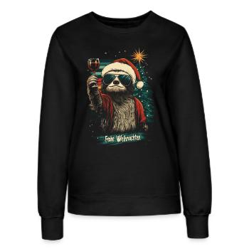 Faultier Weihnachten Wein - Frauen Sweatshirt - Schwarz - Vorne - AI Model Female 172 light (172cm)