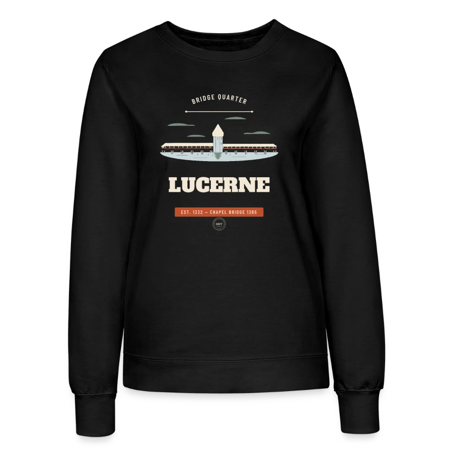 Lucerne badge on a women’s sweatshirt, black