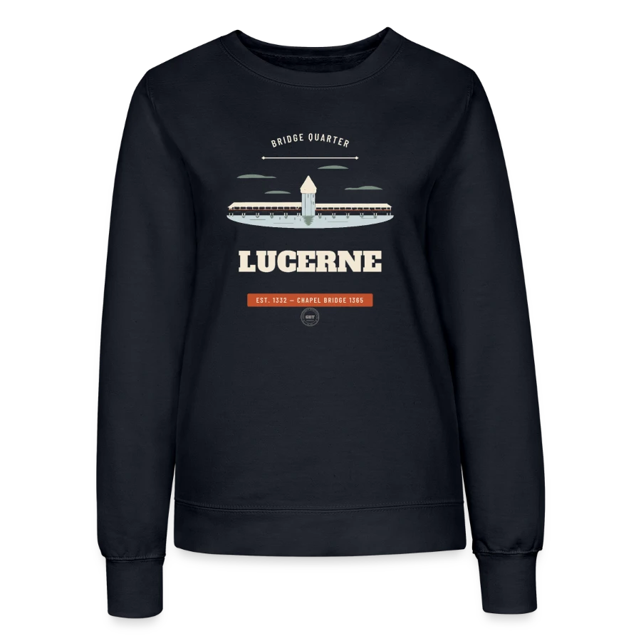 Lucerne badge on a women’s sweatshirt, french navy