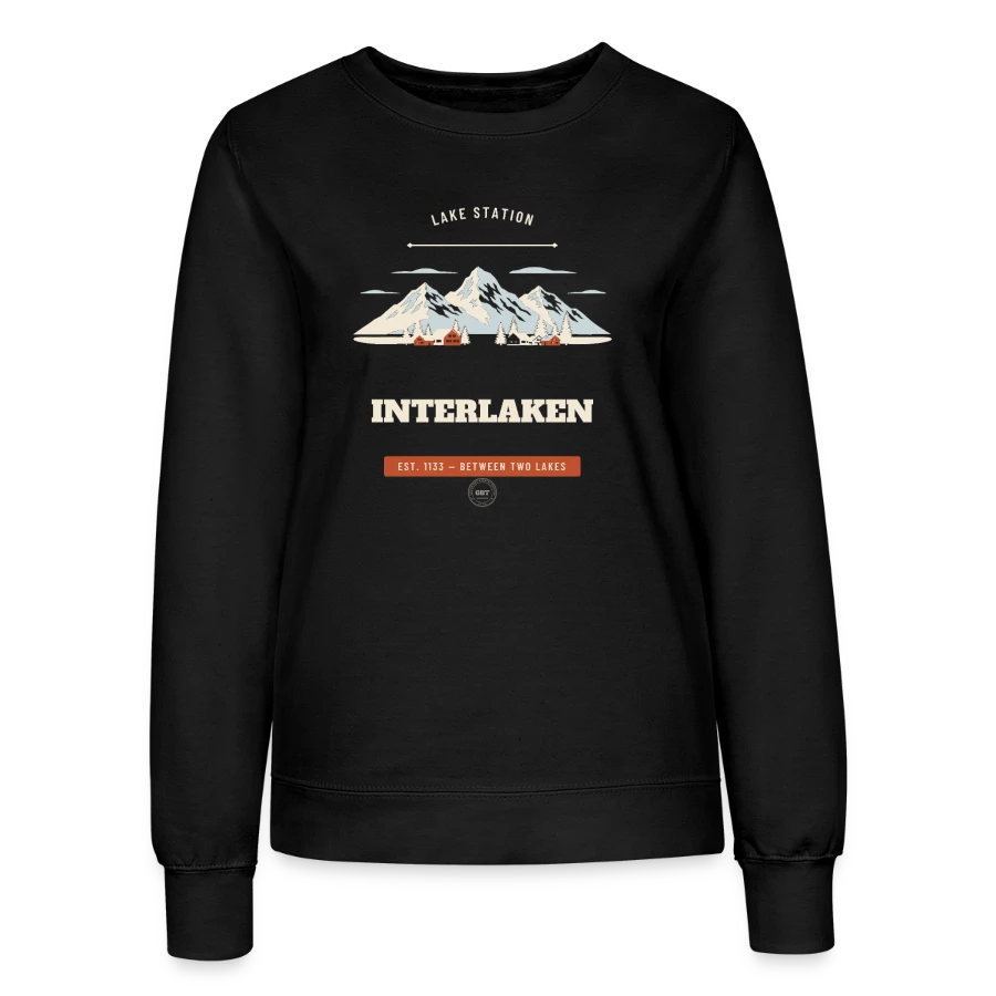 Interlaken badge on a women’s sweatshirt, black