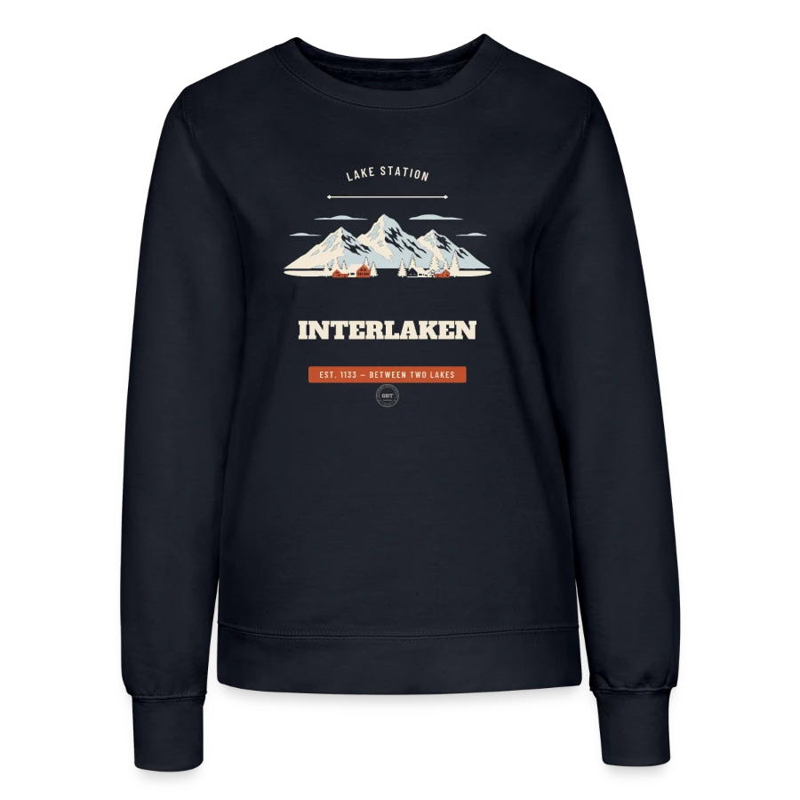 Interlaken badge on a women’s sweatshirt, french navy