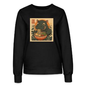 Flusspferd isst Ramen - Frauen Sweatshirt - Schwarz - Vorne - AI Model Female 172 light (172cm)