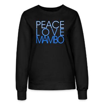 Peace Love Mambo - blue - Salsa Danceshirt - Frauen Sweatshirt - Schwarz - Vorne - AI Model Female 172 light (172cm)