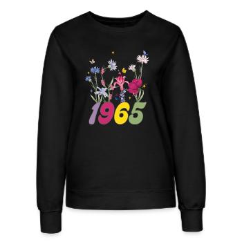Year of birth 1965 wildflowers - Women’s Sweatshirt - black - Front - AI Model Female 172 light (172cm)