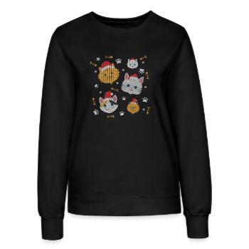 Ugly Christmas Weihnachten Katzen Kätzchen Pfoten - Frauen Sweatshirt - Schwarz - Vorne - AI Model Female 172 light (172cm)