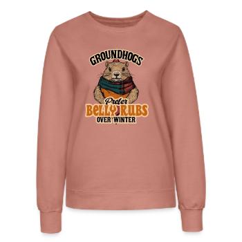 Groundhogs Prefer Belly Rubs Over Winter - Women’s Sweatshirt - dusky rose - Front - AI Model Female 172 dark (172cm)