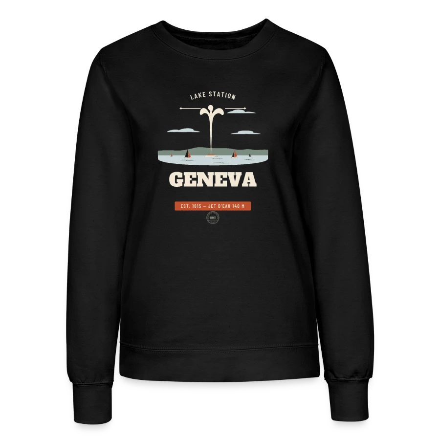 Geneva badge on a women’s sweatshirt, black