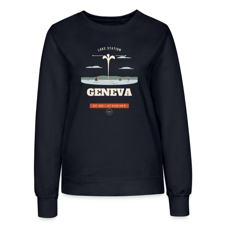 Geneva badge on a women’s sweatshirt, french navy