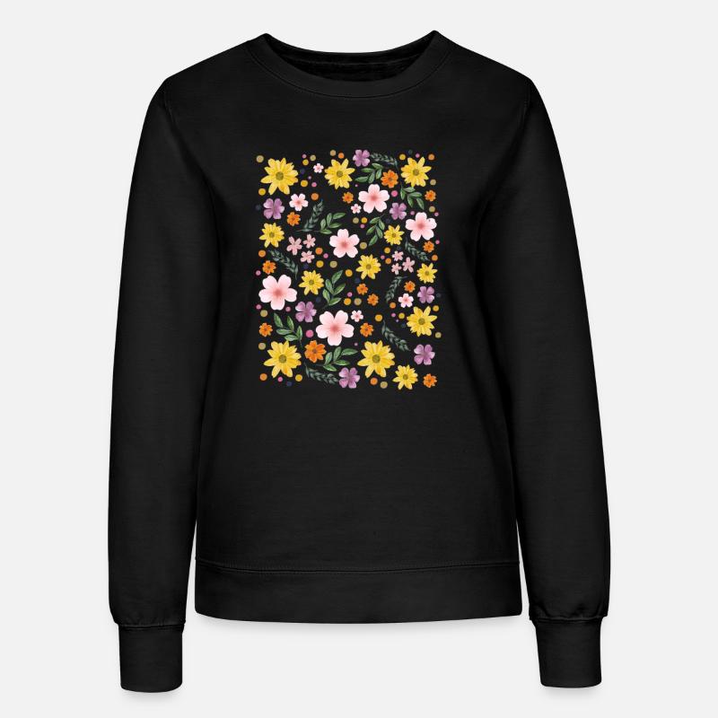 Akvarel Blomstermagimønster - Sweatshirt til damer - sort
